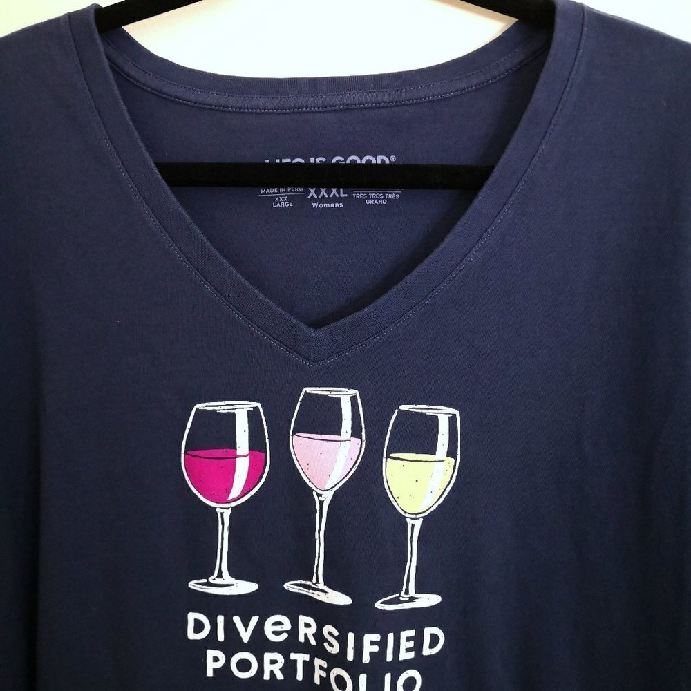 New Life Is Good Diversified Portfolio T-Shirt Navy Blue Size XXXL - Picture 2 of 3